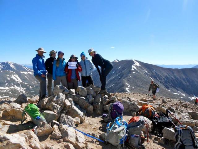 Our whole group on the summit of Mt. Democrat.